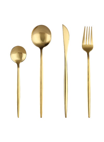 Buy 4 Piece Stainless Steel Cutlery Set Gold in Saudi Arabia