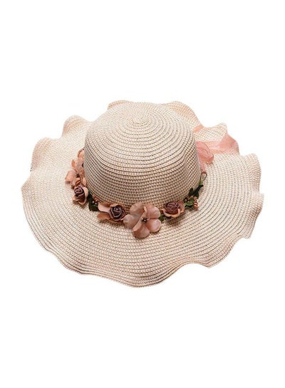 Buy Bow Detail Beach Hat Milky White/Pink in UAE