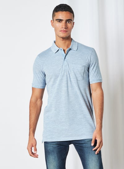 Buy Side Pocket Short Sleeve Polo Blue Texture in Egypt