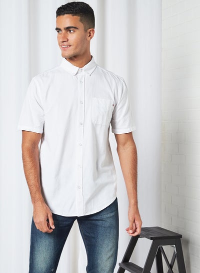 Buy Side Pocket Short Sleeve Shirt White Oxford in Egypt