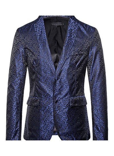 Buy Suit Slim Type Large Size Embossed Craft Blazer Navy in Saudi Arabia