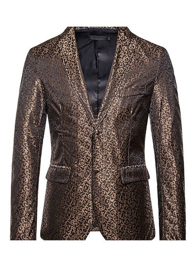 Buy Suit Slim Type Large Size Embossed Craft Blazer Brown in Saudi Arabia