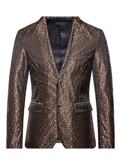 Buy Suit Slim Type Large Size Embossed Craft Blazer Brown in UAE