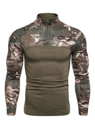 Buy Casual Long Sleeve Camouflage T-Shirt Army Green in Saudi Arabia
