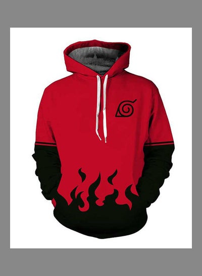 Buy 3D Digital Fashion Printed Hoodie Red/Black in UAE