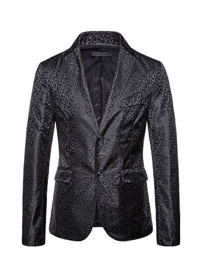 Buy Embossed Craft Blazer Black in UAE