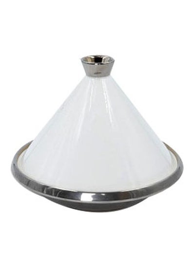 Buy Ceramic Casserole Dish With Lid White/Silver 20x20cm in Saudi Arabia