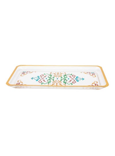 Buy Printed Serving Tray White/Orange/Blue 30x14cm in Saudi Arabia