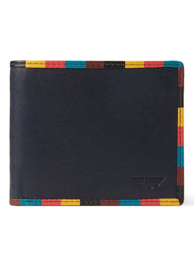 Buy Colour Block Border Leather Wallet Navy Blue in Saudi Arabia