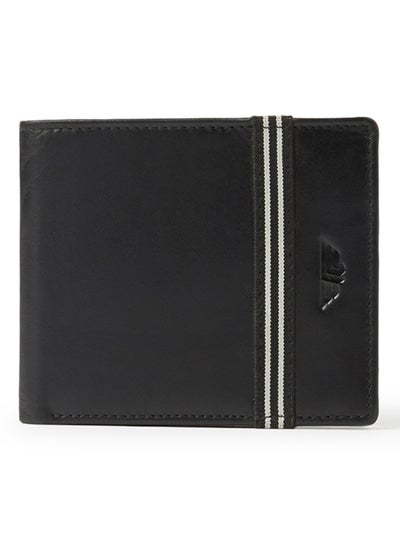 Buy Front Stripe Detailed Leather Wallet Black in Saudi Arabia