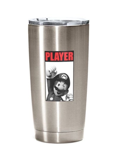 Buy Stainless Steel Travel Tumbler With Acrylic Lid Silver 20ounce in UAE