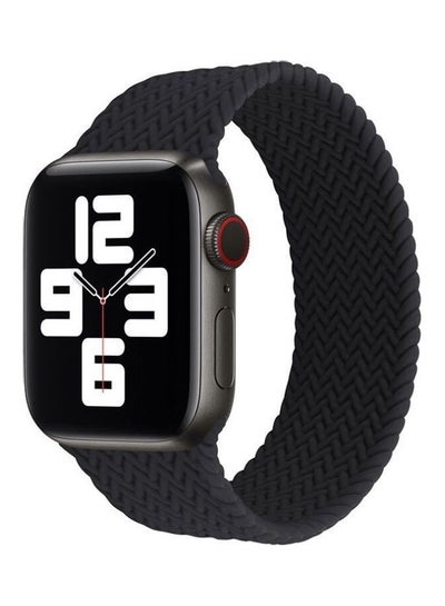 Buy Silicon Braided Replacement Strap For Apple Watch Series 7/6/SE/5/4 45/44/42 mm Small Black in Saudi Arabia