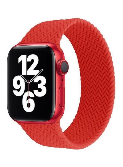 Buy Silicon Braided Replacement Strap For Apple Watch Series 7/6/SE/5/4 45/44/42 mm Medium Red in Saudi Arabia