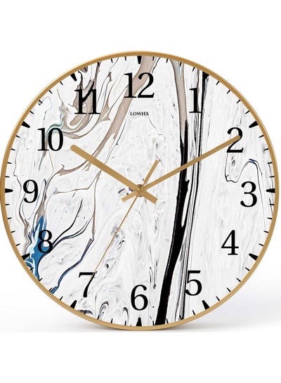 Buy Marble Ink  Battery Operated Decorative Wall Clock Gold 30x30cm in Saudi Arabia