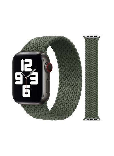 Buy Replacement Nylon Braided Apple Watch Band for 45/44/42 mm Small Green in UAE