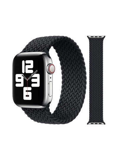 Buy Replacement Nylon Braided Apple Watch Band for 45/44/42 mm Medium Black in UAE