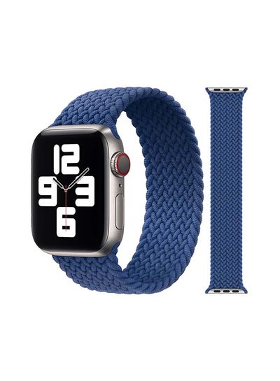 Buy Replacement Nylon Braided Apple Watch Band for 45/44/42 mm Medium Blue in Saudi Arabia