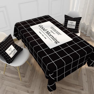 Buy 1-Piece Fashion Elements Printed Cotton And Linen Table Cloth Black 40x70cm in Saudi Arabia