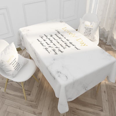 Buy 1-Piece Simple Style Printed Waterproof And Anti-Fouling Table Cloth White 40x70cm in UAE