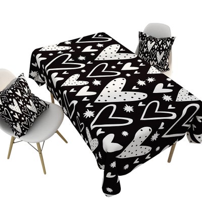 Buy 1-Piece Fashion Elements Printed Cotton And Linen Table Cloth Black 70x70cm in Saudi Arabia