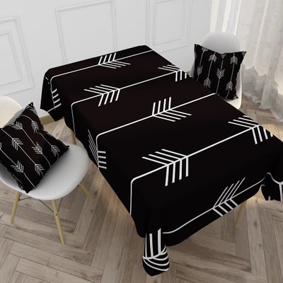 Buy 1-Piece Fashion Elements Printed Cotton And Linen Table Cloth Black 85x85cm in Saudi Arabia