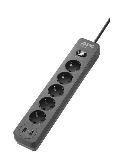 Buy Essential Surgearrest Power Strip And Charger Adapter With 5 Outlets And 2 Usb Ports 230V Black in Egypt