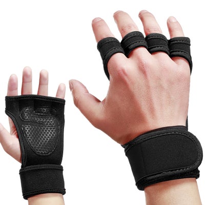 Buy Workout Gloves with Integrated Wrist Wraps Anti-slip Hand Protector 20cm in UAE