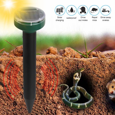 Buy Ultrasonic & Solar Powered Animal Groundhog Repellent Black 25cm in Saudi Arabia