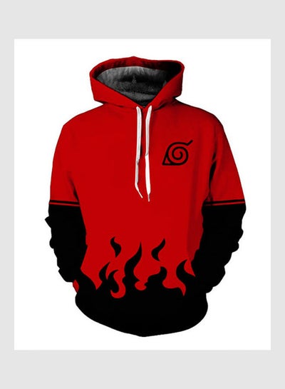 Buy 3D Graphic Printed Hoodie Red/Black in UAE