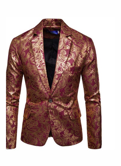 Buy Cotton Blend Coat Red/Gold in UAE