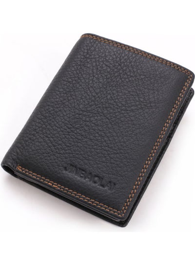 Buy Multi Functional Large Capacity Vertical Multi Card Leather Wallet Black in Saudi Arabia