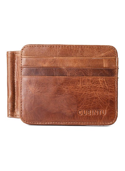 Buy Retro Multi Card Head Dollar Clip Leather Wallet Brown in Saudi Arabia