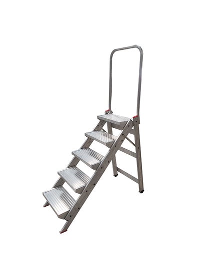 Buy 5-Step Compact Stool Ladder Silver 164x55x20cm in UAE