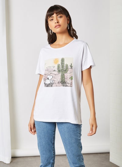 Buy Graphic Print Short Sleeve T-Shirt Bright White Front Print in UAE