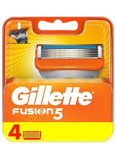 Buy 4-Piece Fusion5 Razor Blades Orange/Silver in UAE