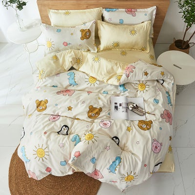 Buy 4-Pieces King Size Design Bedding Set Polyester Multicolour in Saudi Arabia