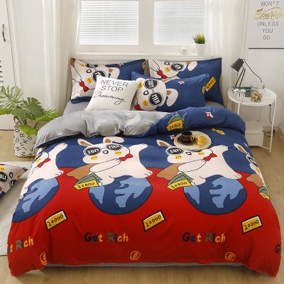 Buy 4-Pieces King Size Natural Element Printed Bedding Set Polyester Multicolour in UAE