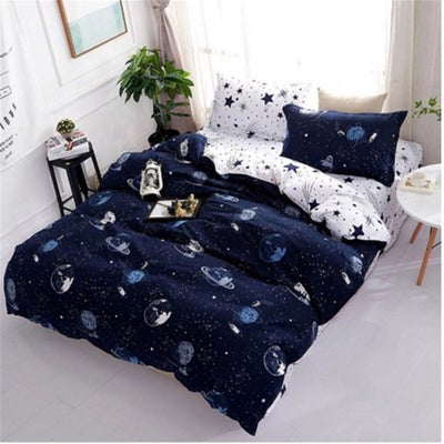 Buy 4-Pieces Simple Trend Style Bedding Set Polyester Multicolour 180x220cm in Saudi Arabia