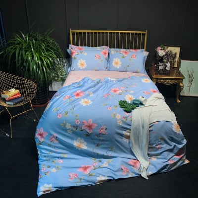 Buy 4-Pieces King Size Plant Printed Bedding Set Polyester Multicolour in Saudi Arabia