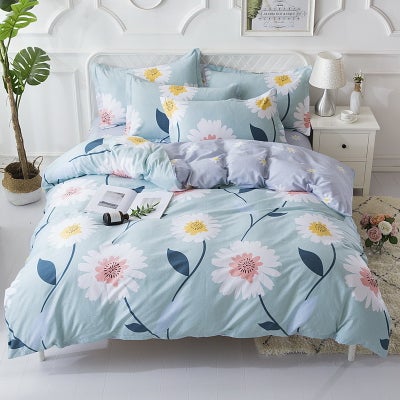 Buy 4-Pieces King Size Plant Printed Bedding Set Polyester Multicolour in Saudi Arabia