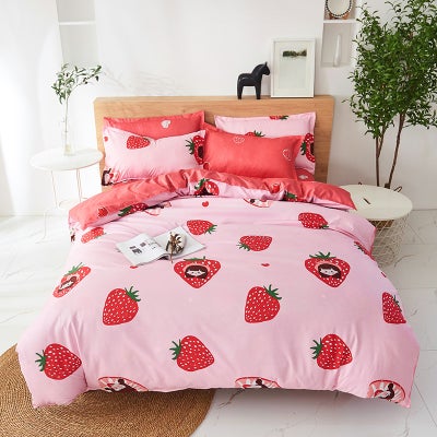 Buy 4-Pieces Super King Size Design Bedding Set Polyester Multicolour in Saudi Arabia