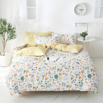 Buy 4-Pieces Super King Size Active Printed Style Bedding Set Polyester Multicolour in Saudi Arabia