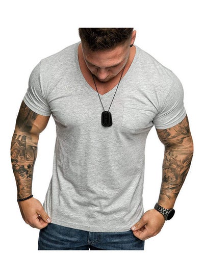 اشتري Solid Cotton T-Shirt Light Gray في السعودية