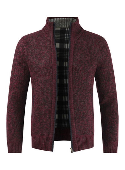 Buy Men's Knitted Cardigan Coat Red in Saudi Arabia