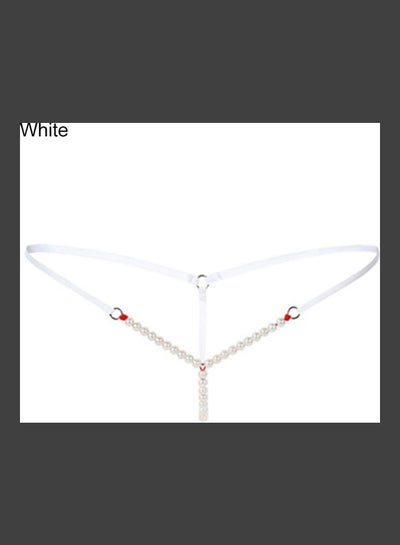 Buy Lady Crotchless Faux Pearls String G-string Briefs Underwear Underpants White in Saudi Arabia