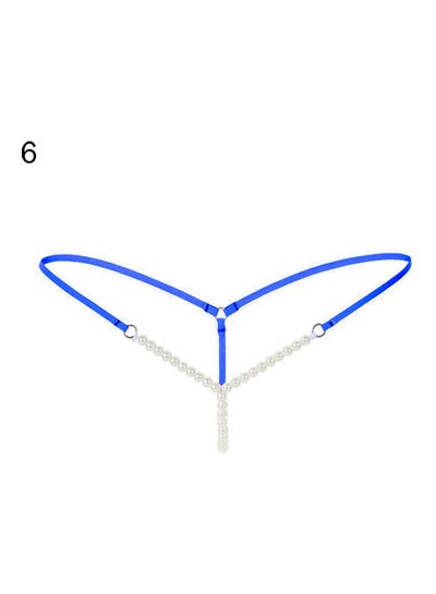 Buy Women Faux Pearl Massage  Underwear Briefs Thongs G-String Knickers Royal Blue in Saudi Arabia