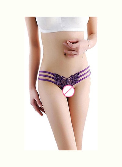 Buy Strapped Cutout G-String Panty Purple in Saudi Arabia