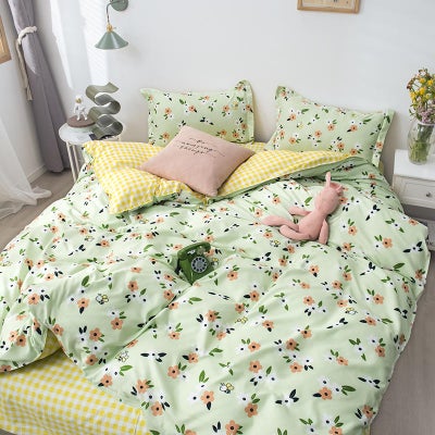 Buy 4-Piece Natural Element Printed Single Size Bedding Set Polyester Multicolour in Saudi Arabia