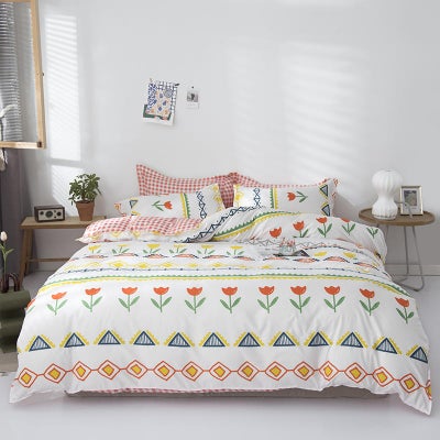 Buy 4-Piece Natural Element Printed Single Size Bedding Set Polyester Multicolour in Saudi Arabia