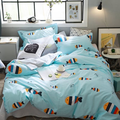 Buy 4-Piece Printed Single Size Bedding Set Polyester Multicolour in Saudi Arabia